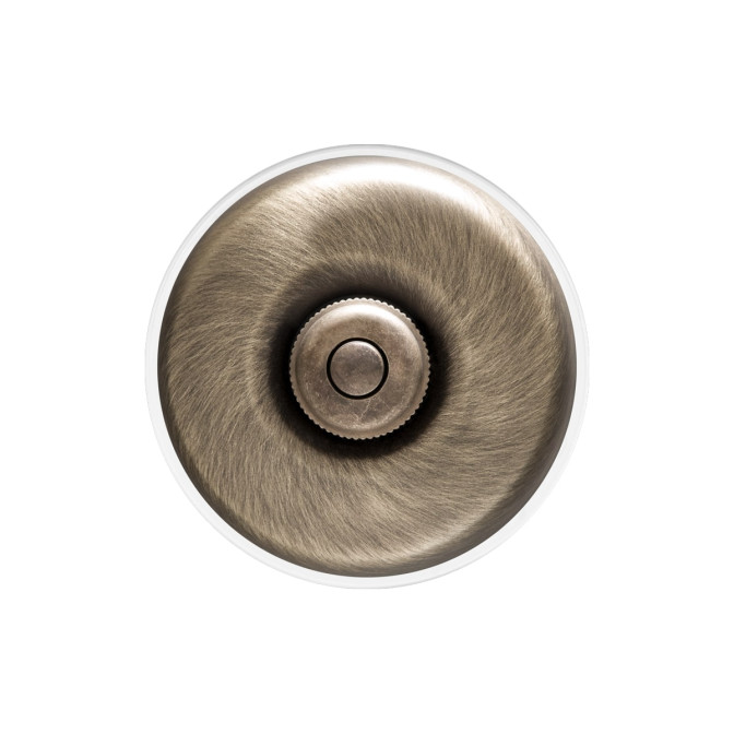 Bouton poussoir dôme bronze ancien et manette laiton vieillie porc. Bouton poussoir dôme bronze ancien et manette laiton vieillie porc.