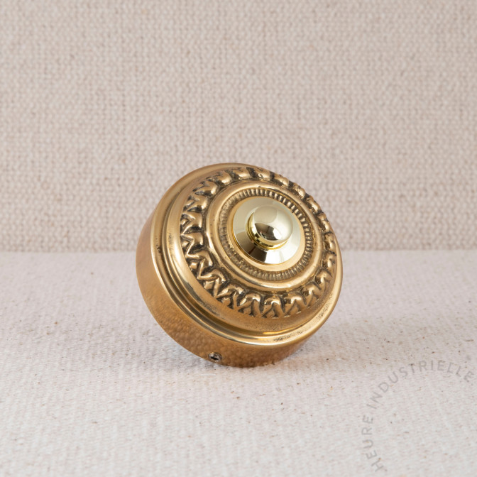 BOUTON DE SONNETTE 12V PERLE DIAM 60mm LAITON POLI BOUTON DE SONNETTE 12V PERLE DIAM 60mm LAITON POLI