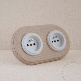 Double prise de courant Garby Colonial sur plaque