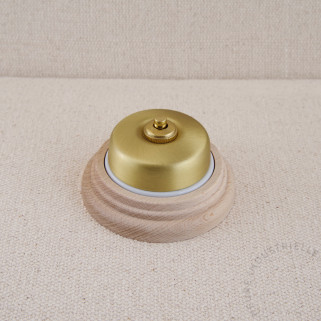 BPR Dimbler doré satin base BL et bouton doré socle Bois brut