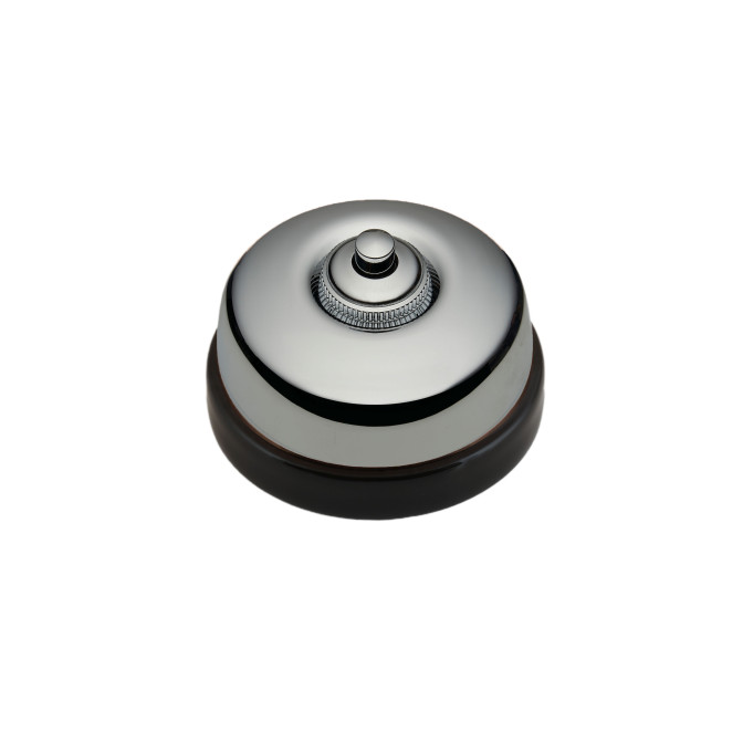 Bouton poussoir dôme et manette chrome brillant porcelaine noire san