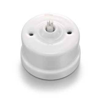 Bouton poussoir rotatif porcelaine blanche