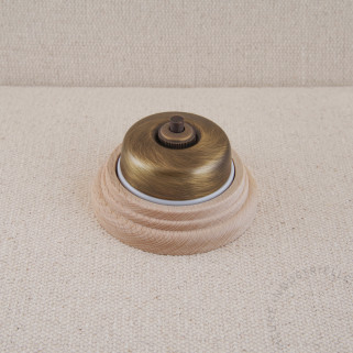 BPR Dimbler doré satin base BL et bouton doré socle Bois brut