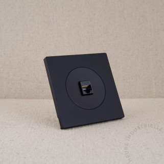 RJ45 Fontini Dom enjoliveur noir mat + plaque noir mat