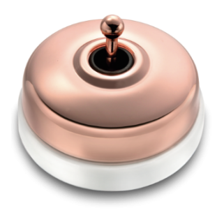 VV dôme et manette cuivre brillant porcelaine blanche ss passe-câble