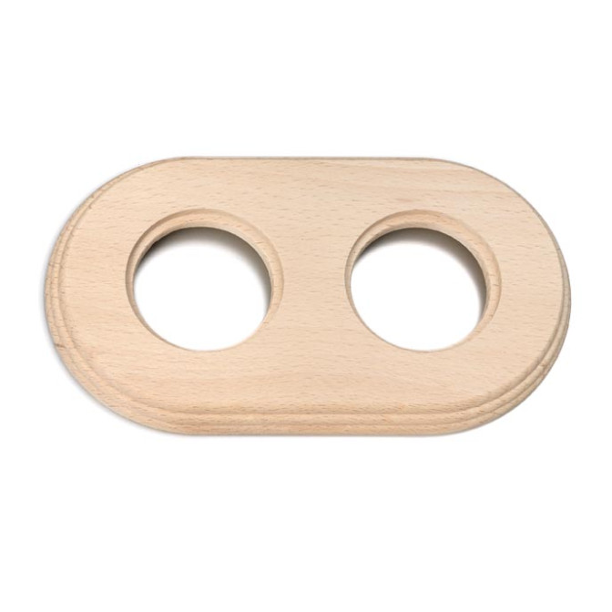 Plaque 2 postes hêtre ss vernis