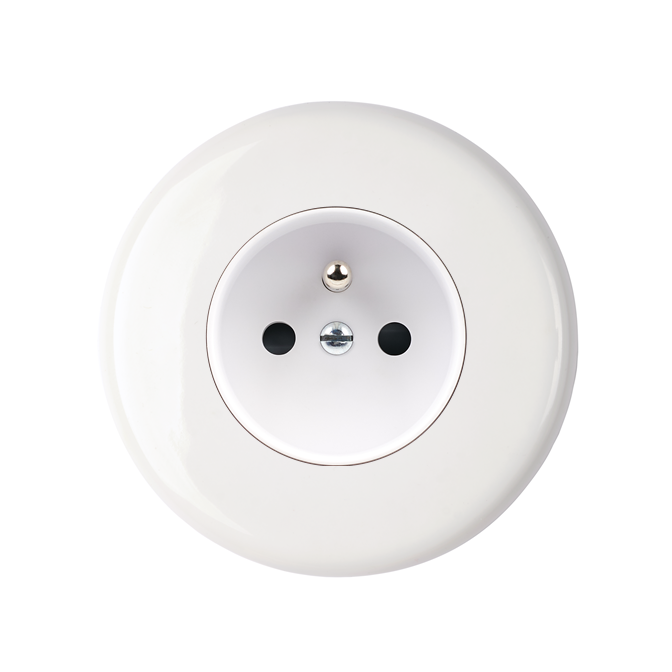 Façade Iris by MODELEC Porcelaine blanche simple poste PC 2P+T