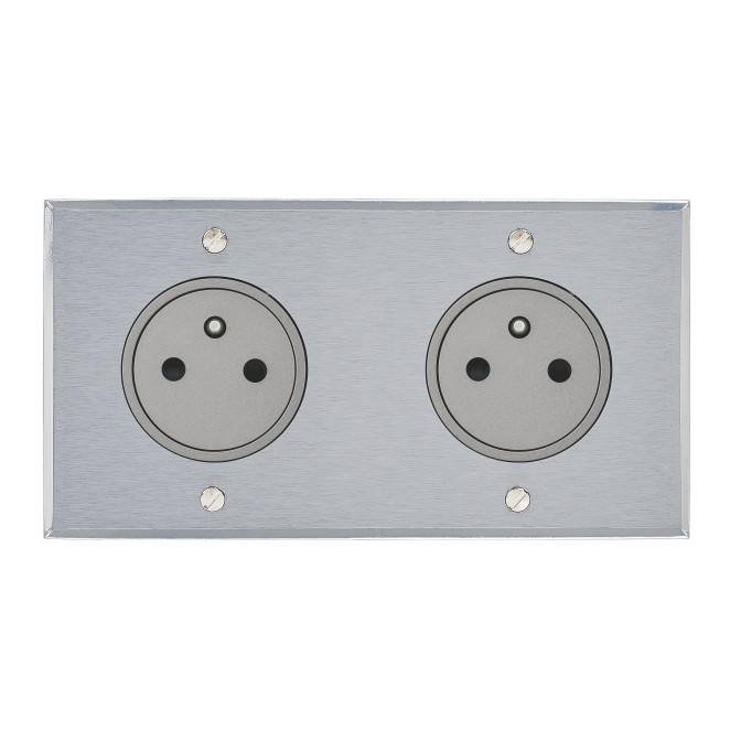 Art d'Arnould Mémoire double prise 2P+T Surface 16A - acier brossé