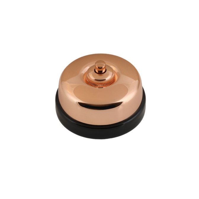 Bouton poussoir dôme et manette cuivre brillante porcelaine noire san