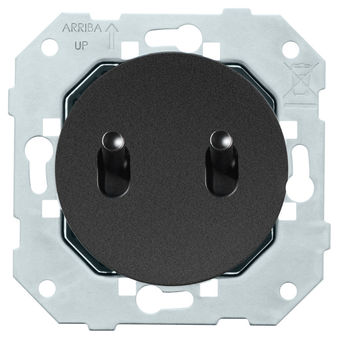 Double VV 10AX-250V~ à levier et enjoliveur noir mat