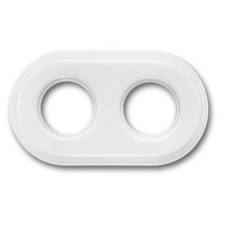 Plaque 2 postes porcelaine blanche