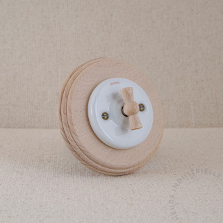 BP Garby Colonial porc. BL manette BL + plaque bois vieilli