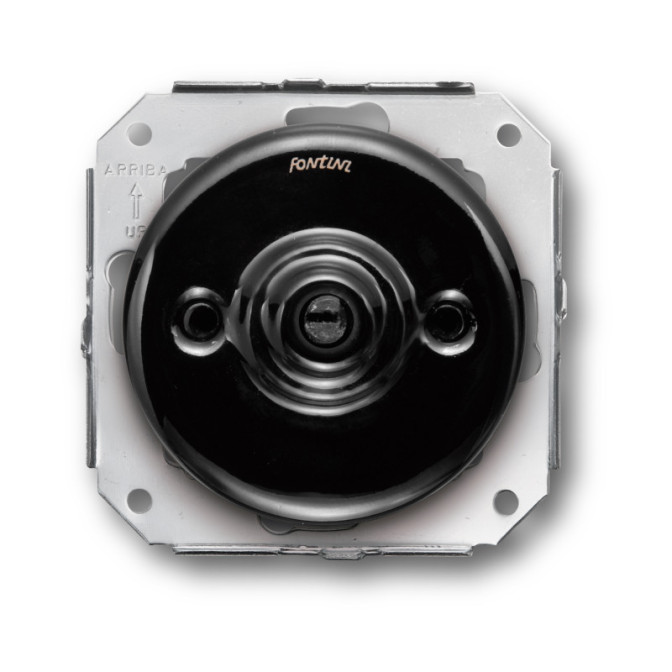 Bouton poussoir rotatif porcelaine noire