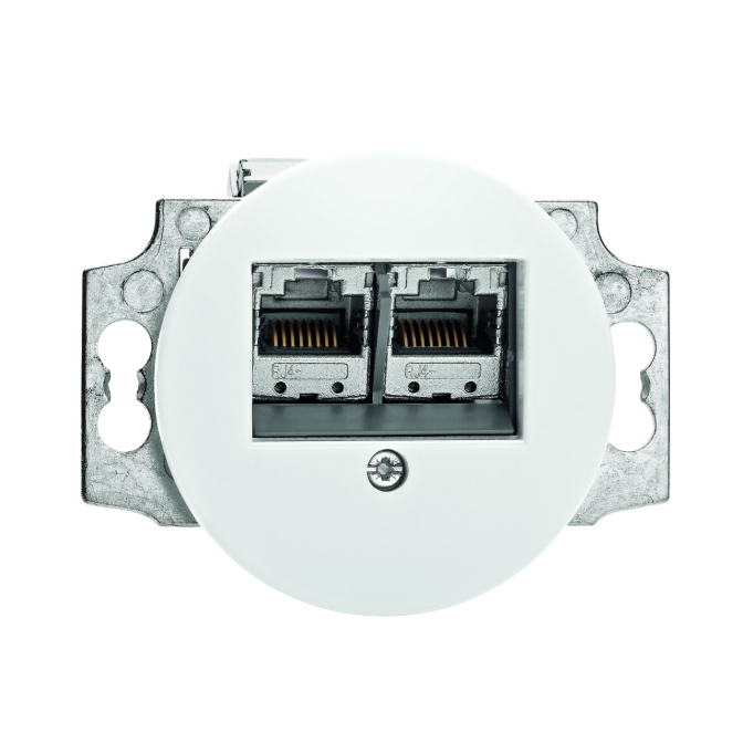 DBLE RJ45 CAT6 DUROPLAST BLANC (fixat. horizontal / boîte maçonnerie