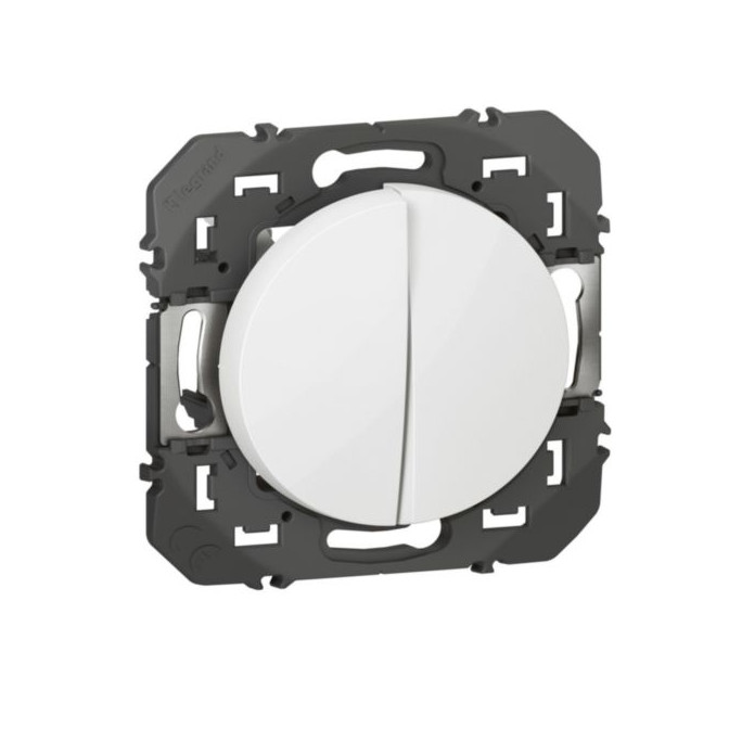Double interrupteur ou va-et-vient dooxie 10AX 250V~ finition blanc