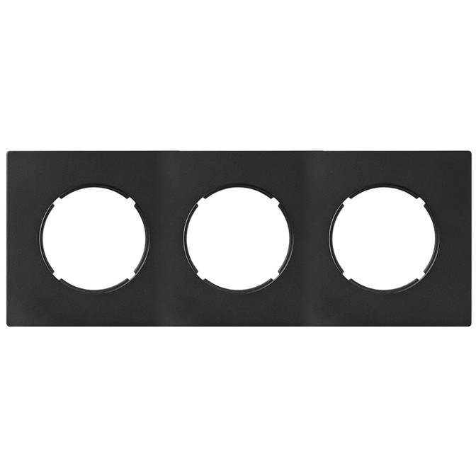 Plaque 3 postes Noir mat
