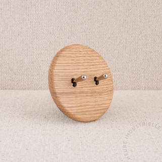 Interrupteur double Modelec Iris chêne clair levier noir