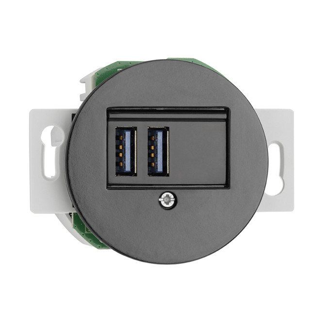 CHARGEUR USB A+A 12,5W PORCELAINE NOIRE