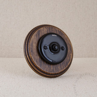 BP rond Garby Colonial porc. NO + plaque bois vieilli