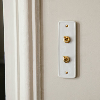 Va-et-Vent (VV) double Porcelaine Blanche Leviers+Vis Doré