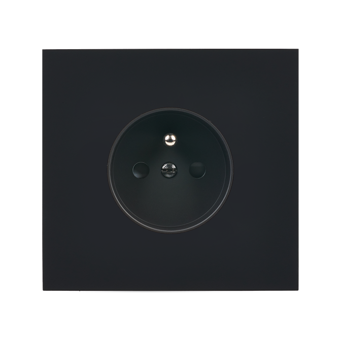 Façade Désir Noir Mat Simple Prise courant - Façade à clip.