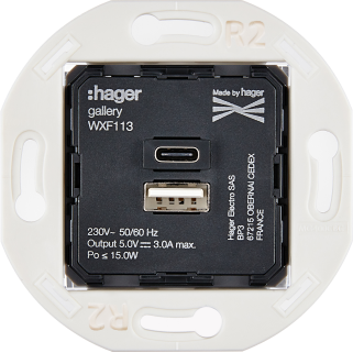 Mécanisme Chargeur Usb A+C 2Port 5V-3A Collection Iris by Modelec