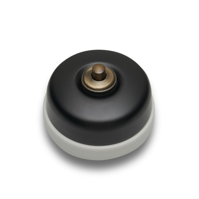 DIMBLER BP ROND NOIR MAT/ BASE PORCELAINE BLANCHE