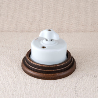 BP rotatif Garby porc. blche manette Retro blanche socle bois vieilli