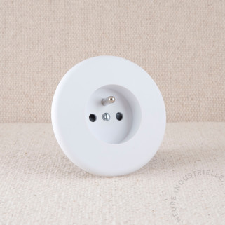 Prise de courant 2P+T simple IRIS blanc satin puitss blanc