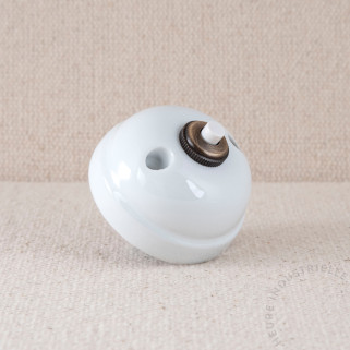 Bouton poussoir arrondi porcelaine blanche