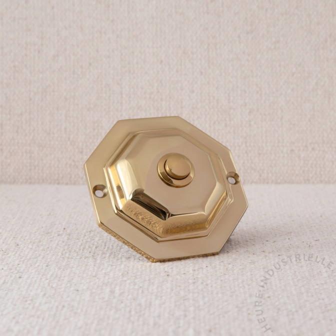BOUTON DE SONNETTE 12 V DIAM 75MM LAITON POLI
