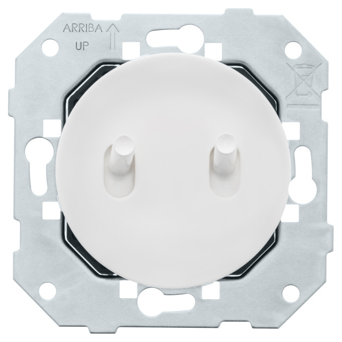 Double VV DOM 10AX-250V~ à levier et enjoliveur blanc glossy