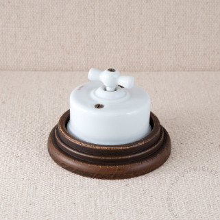 BP rotatif Garby porc. blanche manette blanche socle hêtre vieilli