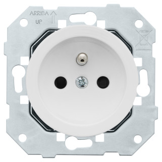 Prise 2P DOM avec terre 16A-250V~ Blanc glossy