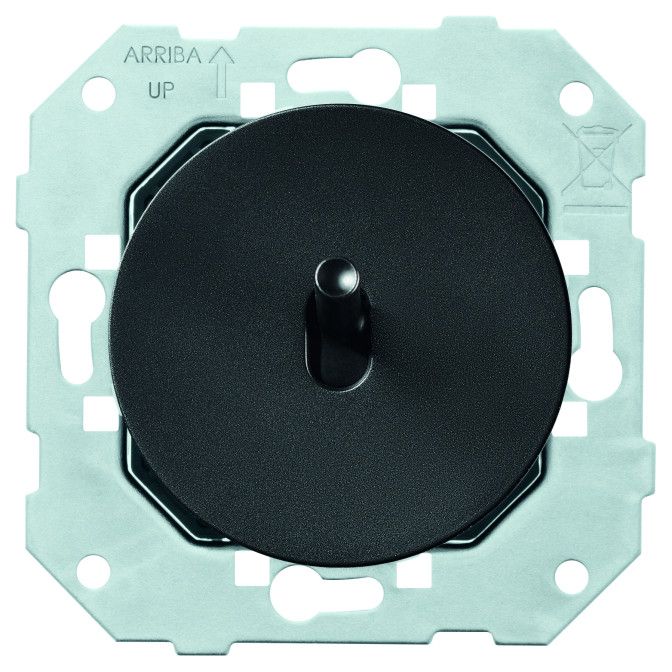 Poussoir DOM 6A-250V~ à levier et enjoliveur noir mat