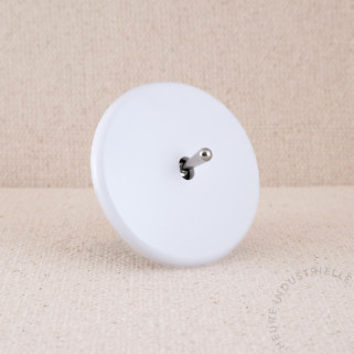 Interrupteur simple IRIS blanc satin levier noir
