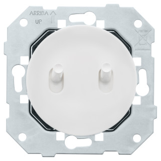 Double poussoir 6A-250V~ à levier et enjoliveur blanc glossy