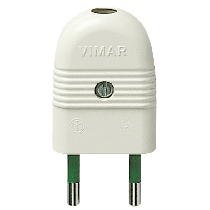 Fiche 2P 10A axial blanc