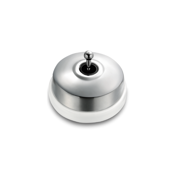 Poussoir et manette chrome brillant porcelaine blanche ss passe-câble