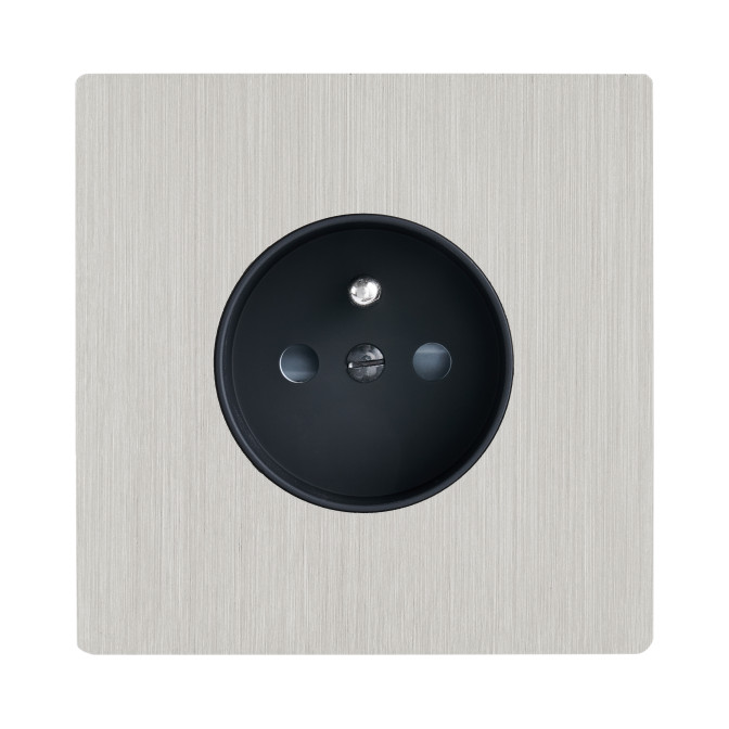 Façade M Nickel Brosse Simple 1 Prise magnétique