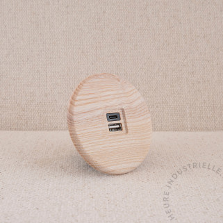 Chargeur 2 ports USB A+C IRIS Bois chêne clair