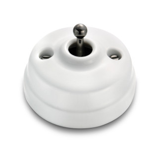 Poussoir et manette nickel noir porcelaine blanche ss passe-câble