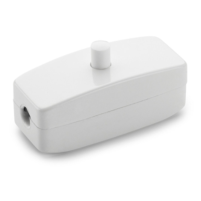 Interrupteur à câble Duroplast avec bouton poussoir blanc