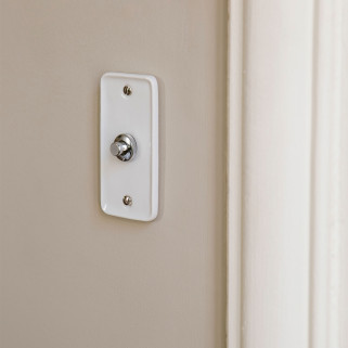 Bouton Poussoir (BPL) simple Porcelaine Blanche Levier+Vis Chrome
