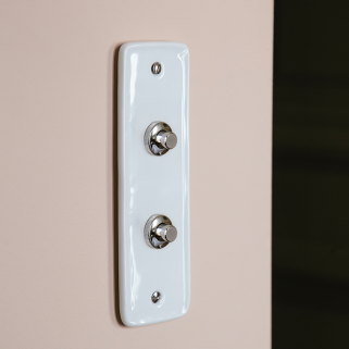 Interrupteur ADR x HI Double Chrome Plaque Porcelaine Blanche